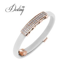 Daisini Jewelry <span class=keywords><strong>Pulsera</strong></span> de cuero de moda Charm Brazalete de lujo adornado con cristales de <span class=keywords><strong>Swarovski</strong></span> - Product Image 1
