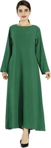 Women Modest Abaya Long Sleeve Round Neck Floor Length Solid Color <b>Loose</b> Fit Daily Wear Middle East Style Polyester <b>Dress</b> - Product Image 3