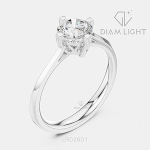 Bague de fiançailles en or blanc 14 carats avec diamant de laboratoire taille ronde, solitaire à 4 griffes, bague de mariage, bijoux fins, certifiée IGI - Product Image 2