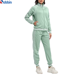 Ensemble de survêtement classique personnalisé pour femme, très populaire, pour le sport, à manches longues, tenue de gym unie 2-en-1 - Product Image 2
