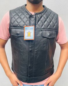 Chaleco de Cuero Genuino para Hombre, Estilo Moderno, Resistente al Viento, Transpirable, Cuello en V, Casual, Servicio OEM Personalizado, Cantidad al por Mayor - Product Image 5