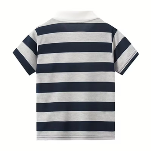 Summer Children's Shirt Medium Large Size Unisex Striped School Uniform Short Sleeve Outdoor Loose Fit T-Shirt for Boys and Girl - Product Image 3