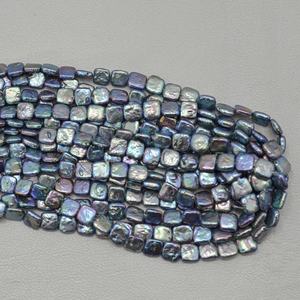 Cuentas de Perlas de Agua Dulce Naturales de Color Azul Verde de 10 mm y 12 mm, Cuentas de Piedras Preciosas Sueltas Cuadradas Planas, Collar de Perlas al Precio Más Bajo - Product Image 2