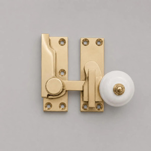 SHUBHAM Vintage <b>White</b> Ceramic Brass Window Bolt Decorative Mortice Latch Round <b>Knob</b> Home Decor - Product Image 1