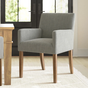 Chaise de salle à manger contemporaine en bois massif et bois manufacturé avec assise en mousse et revêtement en lin MD08 - Product Image 5