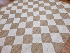 Alfombra de Yute Natural Tejida a Mano, Estilo Marroquí, Ecológica, con Mechones y Lavable, para Uso en el Hogar, Sala de Estar o Dormitorio - Product Image 2