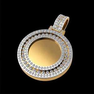 Pendentif de luxe plaqué or 18 carats avec diamant rond taille brillant, bijou unisexe pour usage quotidien, charme en diamants naturels couleur G - Product Image 2