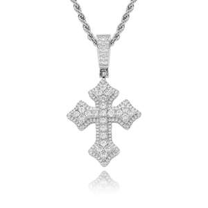 Luxury Moissanite <b>Cross</b> Pendant Full Pave 925 Silver Religious <b>Charm</b> Unisex Everyday Wear Hip Hop Style Necklace - Product Image 3