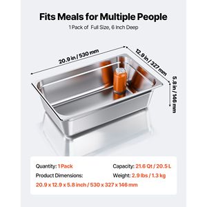 1 Confezione di Teglie Professionali in Acciaio Inox per Cottura a Vapore, Profondità 6 Pollici, Antiaderenti, Riutilizzabili, Antiruggine, per Catering, Hotel e Ristoranti - Product Image 6
