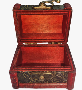 Handmade Vintage <b>Wooden</b> Jewelry Box - Antique Style <b>Treasure</b> <b>Chest</b> with Metal Latch & Floral Embossed Design - Product Image 5