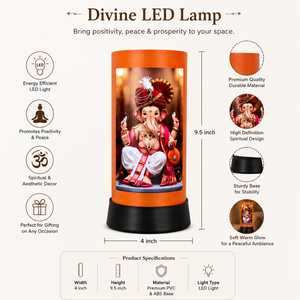 พระพิฆเนศ โคมไฟตั้งโต๊ะ LED แสงอุ่น แสงจันทร์ แสงพระจันทร์ ของตกแต่งข้างเตียง บ้าน วัด ของขวัญสำหรับการทำสมาธิ ขนาด 9.5 นิ้ว - Product Image 5