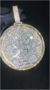 Colgante de plata 925 con incrustaciones de moissanita personalizado, colgante de moissanita de corte redondo estilo hip-hop para hombres y mujeres, ideal para fiestas. - Product Image 5