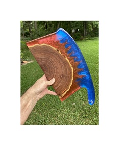 Plateau unique en résine et bois, fait main, planche de service en bois naturel, œuvre d'art créative en résine pour la présentation de café, thé, collations et desserts C - Product Image 5