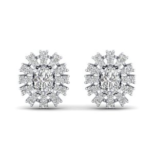 REYES Wholesale Price 925 Sterling <b>Silver</b> Wedding Gift Jewelry Oval Cut 1.75 Carat Moissanite <b>Stud</b> Halo Earrings For Women - Product Image 2