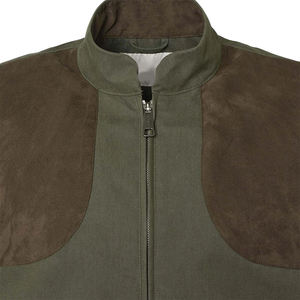 Customized <b>Men's</b> Navy Blue <b>Soft</b> <b>Shell</b> <b>Jacket</b> With Brown Patchwork Shoulder Full Sleeve Windproof Autumn Outdoor Wear - Product Image 4