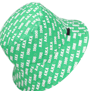 AKA Pink Green White Reversible Bucket <b>Hat</b> Double Sided Embroidered Cotton Fisherman <b>Hat</b> Casual Outdoor Fashion <b>Cap</b> - Product Image 5