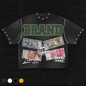 T-shirt streetwear personnalisé coupe ample broderie strass T-shirt homme surdimensionné en coton avec motif graphique T-shirt délavé vintage - Product Image 1