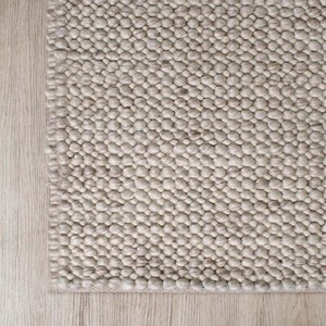 Tapis tissé à la main texturé, épais, crème beige, moderne, neutre, aspect naturel, pour salon, chambre, décoration intérieure, revêtement de sol - Product Image 2