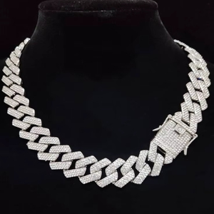 สร้อยคิวบาลิงค์เงินแท้ 925 ขนาด 15 มม. ยาว 22 นิ้ว ประดับเพชรโมอิสซาไนต์ สไตล์ฮิปฮอป พร้อมจี้  ผ่านการทดสอบเพชร เหมาะสำหรับเป็นของขวัญ - Product Image 1