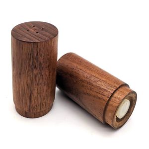 Salero y pimentero de madera para dispensar especias, decoración de mesa y accesorios de servicio para la cocina del hogar. - Product Image 1