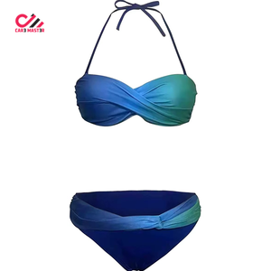 Wholesale Price Custom Solid Color Swimming Suit Beachwear Bathing Suits For Women Two Piece High Waist <b>Bikini</b> <b>Set</b> - Product Image 1