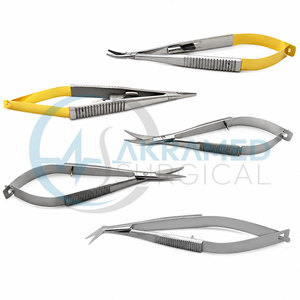 Ensemble d'instruments ophtalmiques Castroviejo TC, ciseaux Noyes, porte-aiguille, usage vétérinaire, réutilisable, manuel, certifié CE - Product Image 3