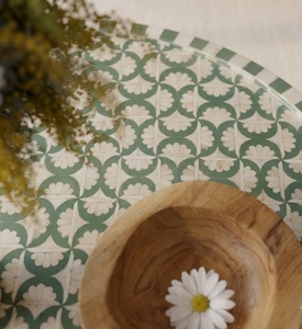 Luxury Wooden Handmade Coffee <b>Table</b> with <b>Resin</b> <b>Top</b> Wood Frame Modern Design Green White Pattern for Living Room - Product Image 4
