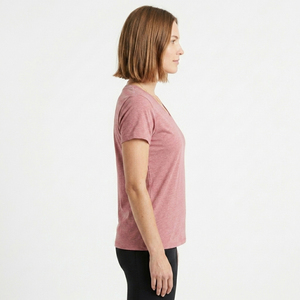 Camiseta de Algodón Peinado de Primera Calidad para Mujer, Cuello en V, Estilo Minimalista, Streetwear, Hombros Caídos, Camisetas de Verano - Product Image 3