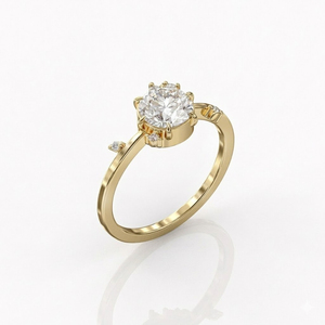 Bague de fiançailles Celestial 1,5 ct, diamant de laboratoire CVD, taille ronde, en or 14K ou 18K, clarté VVS, couleur D, personnalisable - Product Image 6