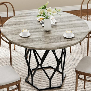 Modern Marble Top Dining <b>Table</b> With Black Metal Base Metal 4 Seater Dining <b>Table</b> For Home & Restaurant Used - Product Image 2