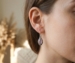 Pendientes Colgantes de Plata de Ley 925 con Cuarzo Rosa Natural, Hechos a Mano, Estilo Boho, para Mujer, Regalo para Ella - Product Image 4