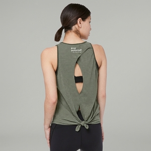 Pickleball Women's Tied Back Tank Top Mesh X Strap Printed Moisture Wicking Fitted Sport Apparel OEM ODM Custom Logo - Product Image 1