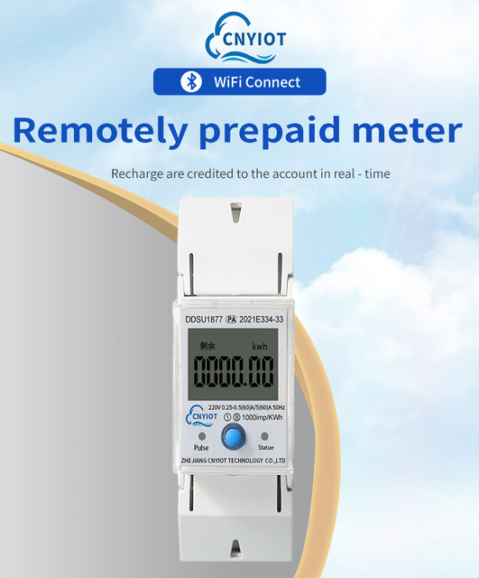 CNYIOT Single-Phase WiFi Din Rail Kwh Energy Meter IoT Solutions with Smart Watt Features