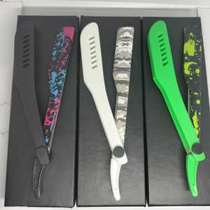 Custom Logo and Customized Box Adjustable Blade ABS Barber <b>Razor</b> with Stainless Steel Blade and White Black Speckle Handle - Product Image 5
