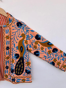 Suzani TNT Cotton <b>Quilted</b> Windproof Regular <b>Jacket</b> | Embroidered Floral Winter/Spring/Autumn Travel Festival Style Outerwear | - Product Image 3