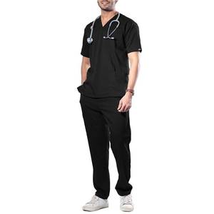 Unisex Custom Color Scrub Set V-Neck Top Straight Pants Medical Uniform Hospital Wear Moisture-Wicking High Quality Cotton - Product Image 1