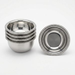 Ensemble de bols en satin SS304 faits à la main de 12 cm avec perles brillantes, quatre bols à dessert avec bordure de perles Payal pour la décoration de la maison ou la présentation en hôtel - Product Image 3