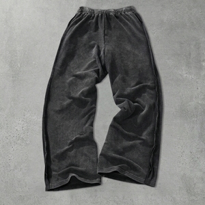 Pantalon cargo harem noir en velours côtelé délavé, avec cordon de serrage, coupe ample, style hip-hop, longueur intégrale, rouge et blanc - Product Image 2