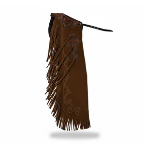 FAZMAX Men's Genuine Leather Western <b>Chaps</b> with Buckle Closure for <b>Riding</b> and Horse Protection - Product Image 3