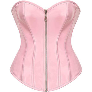 Tendance : Débardeurs Corset Classiques pour Femmes, Amincissants et Respirants, avec Baleines en Acier, Façonnants, en Cuir Noir et Toile Personnalisés - Product Image 1