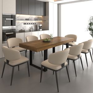 Tavolo da Pranzo Rettangolare Allungabile per 6-10 Persone in Legno Effetto Invecchiato e Nero 160-200 cm - Product Image 2