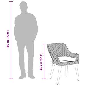 Juego de comedor de jardín de 7 piezas de ratán sintético beige y marrón - Product Image 4