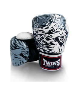 Twins Premium Leather Boxing <b>Gloves</b> Wolf Design Laced-Up Full Finger Martial Arts Gear for Adults - Product Image 3