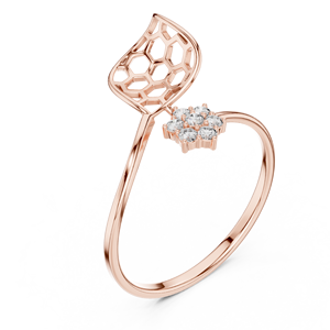 Anillo minimalista de banda abierta con diamante de talla brillante redondo para mujer, en oro amarillo macizo de 14k, ideal para compromiso, aniversario o regalo de boda. - Product Image 6