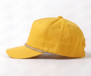 Gorra de Cuerda de Algodón Amarilla Unisex, Ajustable, con Ribete de Cuerda, Estilo Casual, para Primavera/Verano, para Adultos - Product Image 3