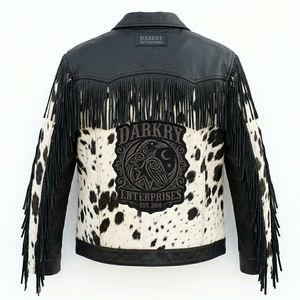 Chaqueta de cuero de vaca personalizada al por mayor para hombre, estilo occidental con flecos, fabricante, piel auténtica, piel sintética, abrigo informal, prendas de vestir exteriores para hombre - Product Image 2