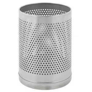 Metal Mesh Round Eco-Friendly Trash Can with Wrought Iron Lid for <b>Kitchen</b> Home Office Use - Product Image 3