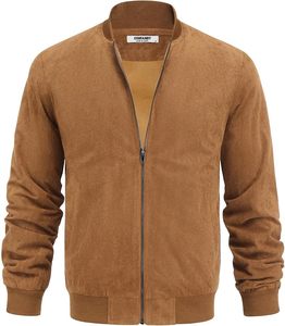 <b>Men's</b> Lightweight <b>Suede</b> Bomber <b>Jackets</b> Casual Varsity <b>Jacket</b> - Product Image 5