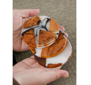 Venta caliente a granel Posavasos de taza de té de resina de pino epoxi de madera para Decoración de mesa - Product Image 3