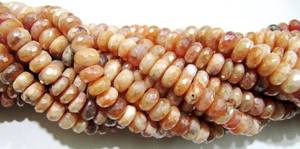 ลูกปัดพลอยคาร์เนเลียนสีส้มธรรมชาติทรงรอนเดลเหลี่ยมเพชรพลอยเคลือบสีเงิน AB มิสติก ขนาด 7-8 มม. ความยาว 8 นิ้ว - Product Image 4